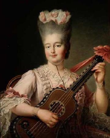 Francois-Hubert Drouais Madame Clotilde playing the guitar France oil painting art